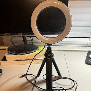 Ring Light for Zoom Meeting, Dimmable Desktop LED Circle Light with Tripod Stand